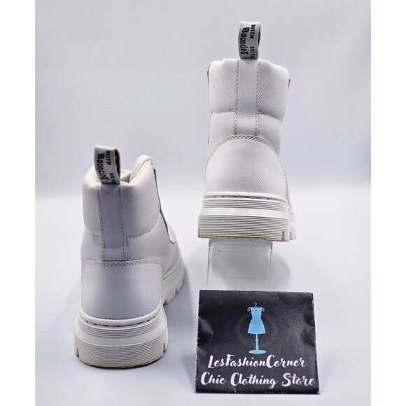 Dr Martens Women White White Canvas Combs Combat Chunky Platform Boots Sz 8 2520 - Picture 13 of 16